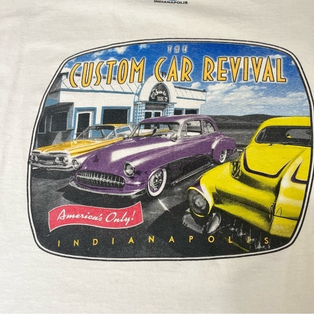 Custom Car Revival Tee Shirt Large White Edwards Drive In Indiana